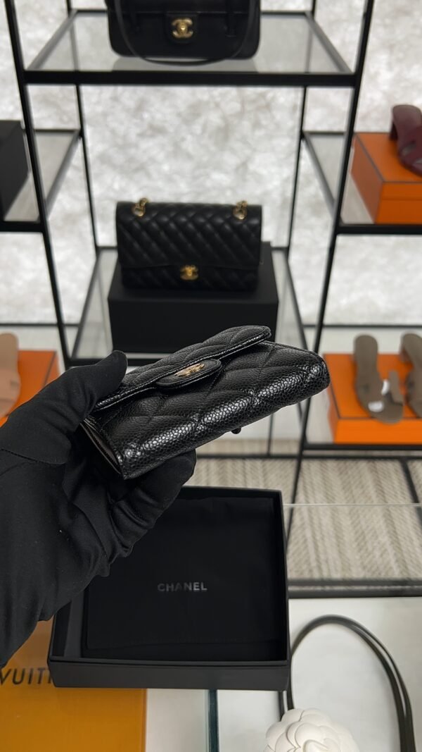 Chanel Caviar Quilted Compact Flap Wallet Black