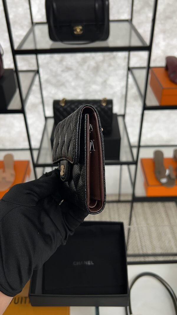 Chanel Caviar Quilted Compact Flap Wallet Black