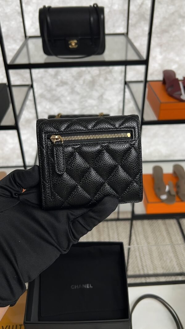 Chanel Caviar Quilted Compact Flap Wallet Black