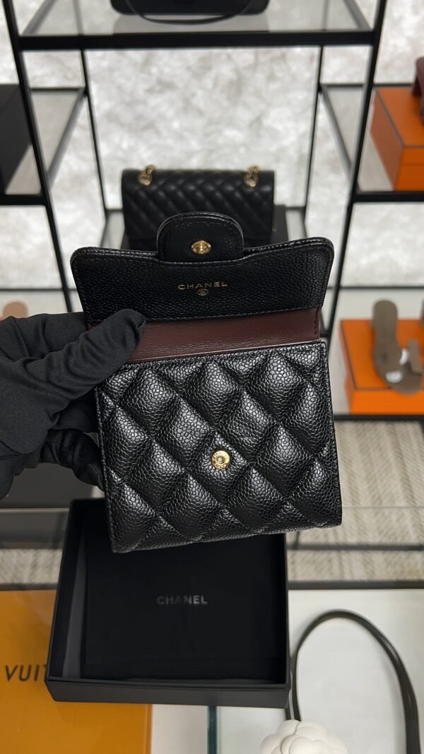 Chanel Caviar Quilted Compact Flap Wallet Black