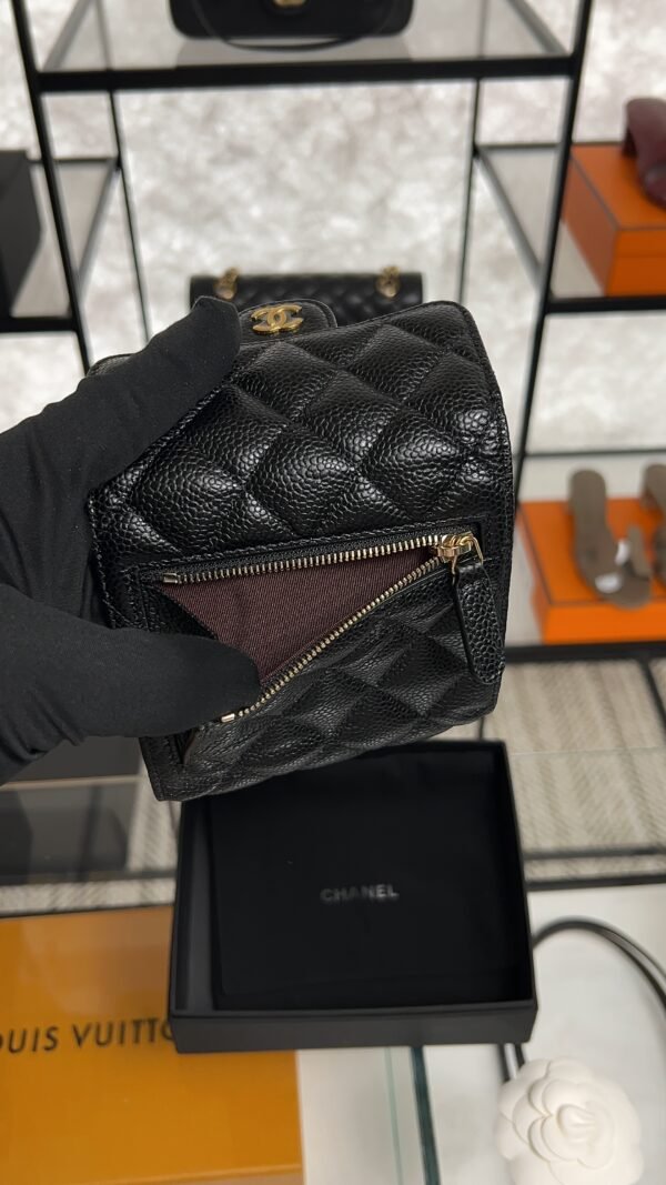 Chanel Caviar Quilted Compact Flap Wallet Black