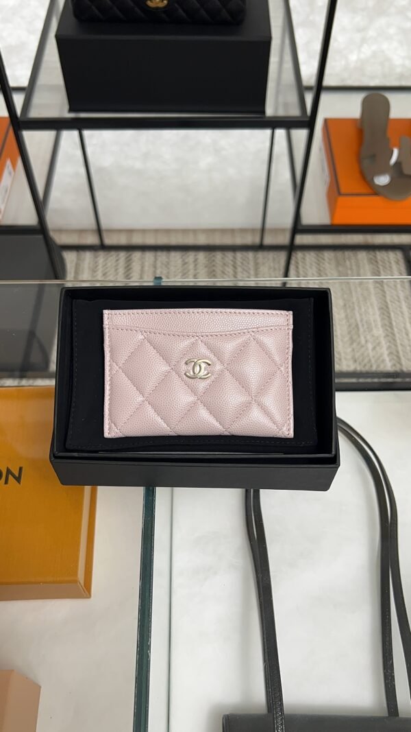 Chanel Caviar Quilted Card Holder Light Pink