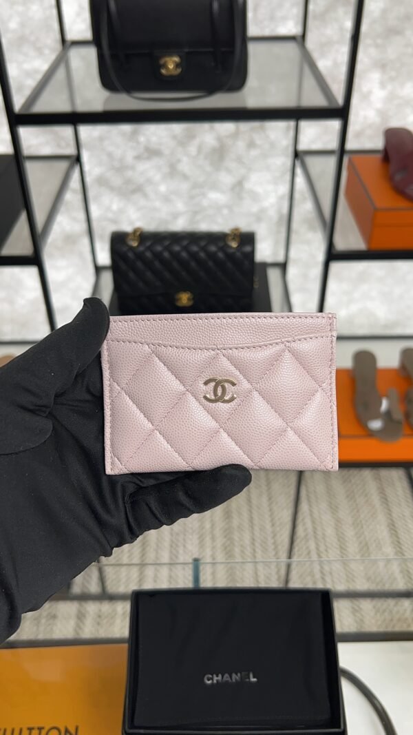 Chanel Caviar Quilted Card Holder Light Pink
