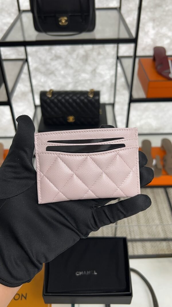 Chanel Caviar Quilted Card Holder Light Pink