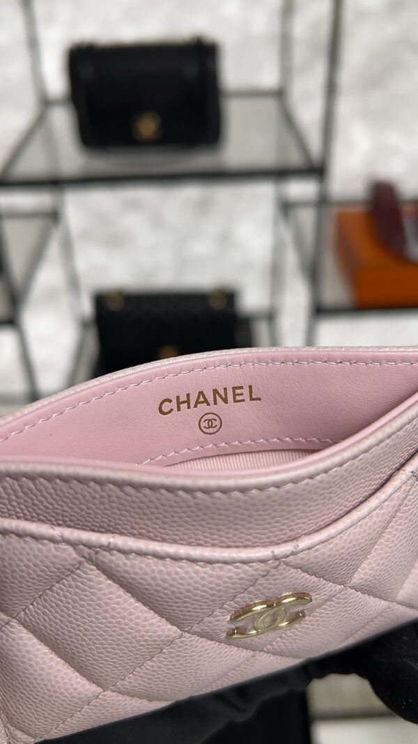 Chanel Caviar Quilted Card Holder Light Pink