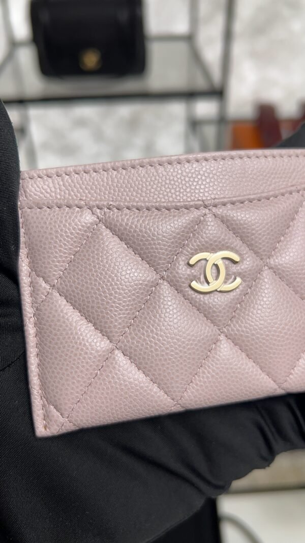 Chanel Caviar Quilted Card Holder Light Pink