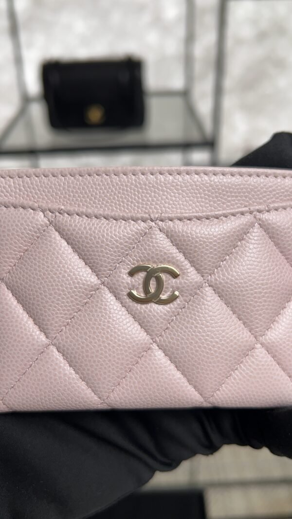 Chanel Caviar Quilted Card Holder Light Pink