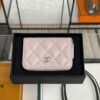 Chanel  Pink Caviar Zipped Card Coin Purse Wallet Light
