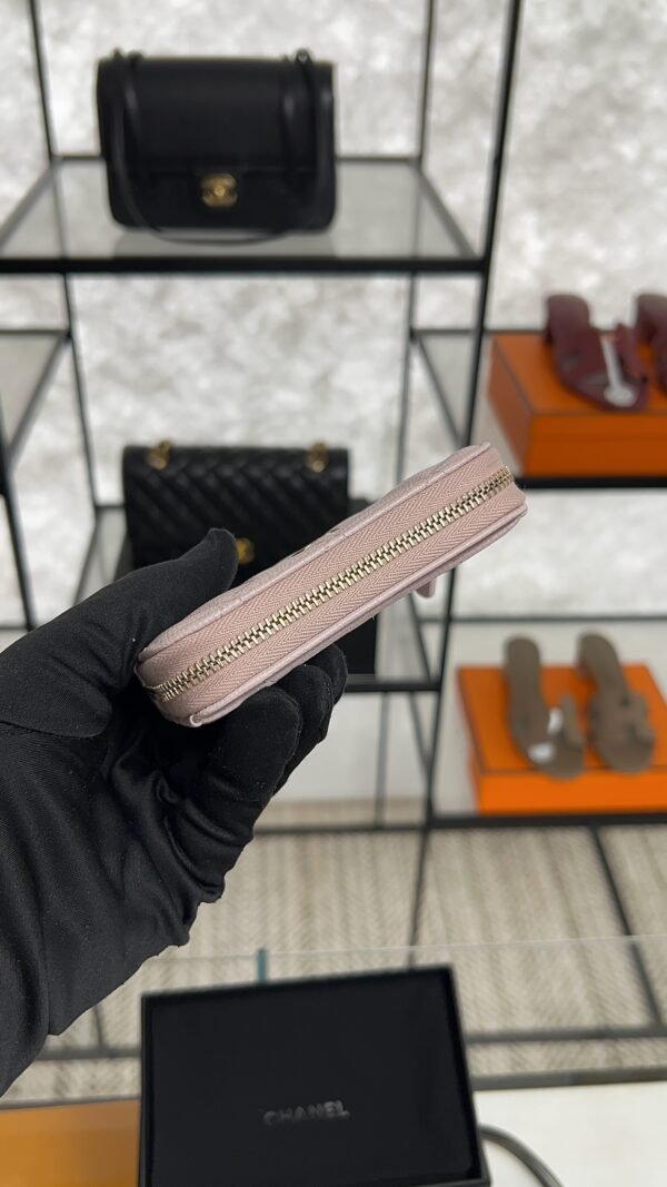 Chanel  Pink Caviar Zipped Card Coin Purse Wallet Light