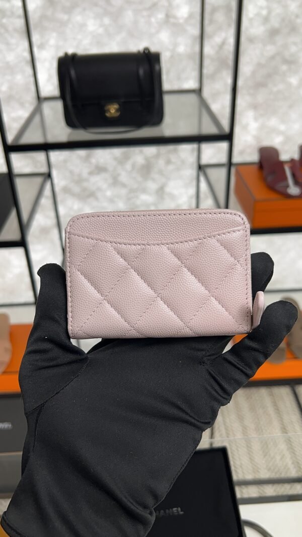 Chanel  Pink Caviar Zipped Card Coin Purse Wallet Light