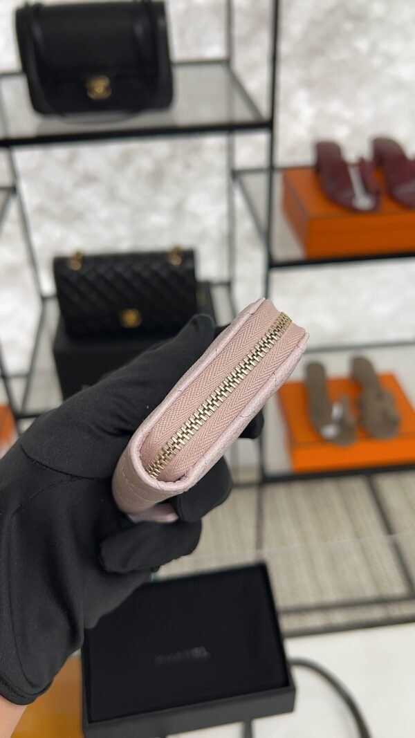 Chanel  Pink Caviar Zipped Card Coin Purse Wallet Light