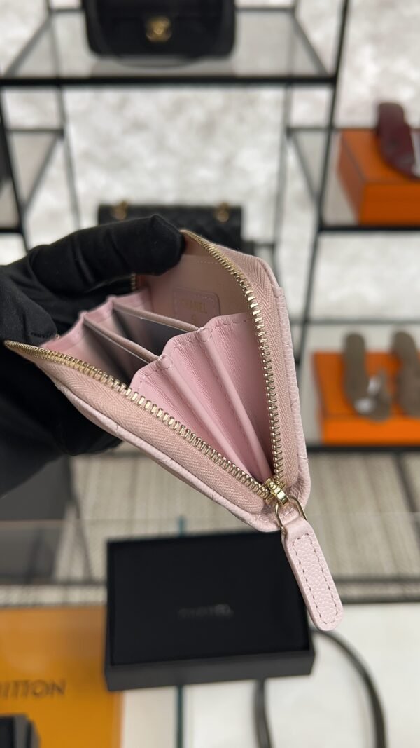 Chanel  Pink Caviar Zipped Card Coin Purse Wallet Light