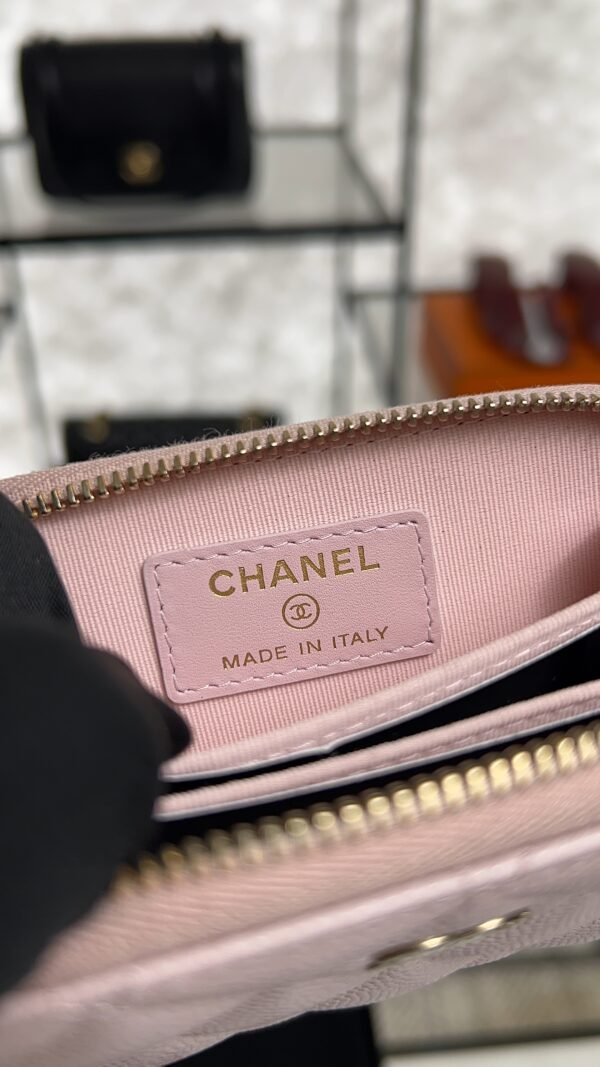 Chanel  Pink Caviar Zipped Card Coin Purse Wallet Light