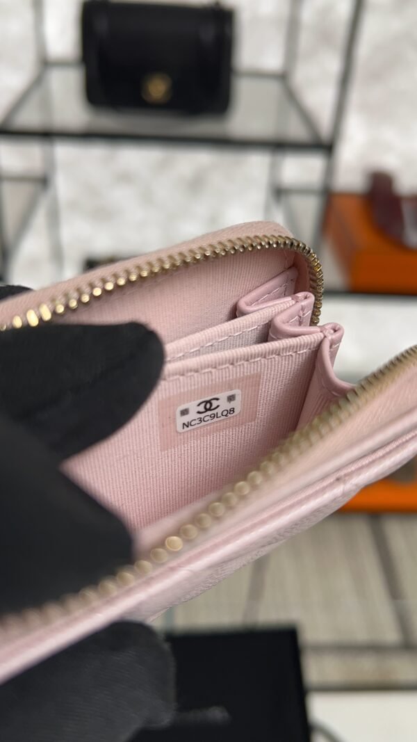 Chanel  Pink Caviar Zipped Card Coin Purse Wallet Light
