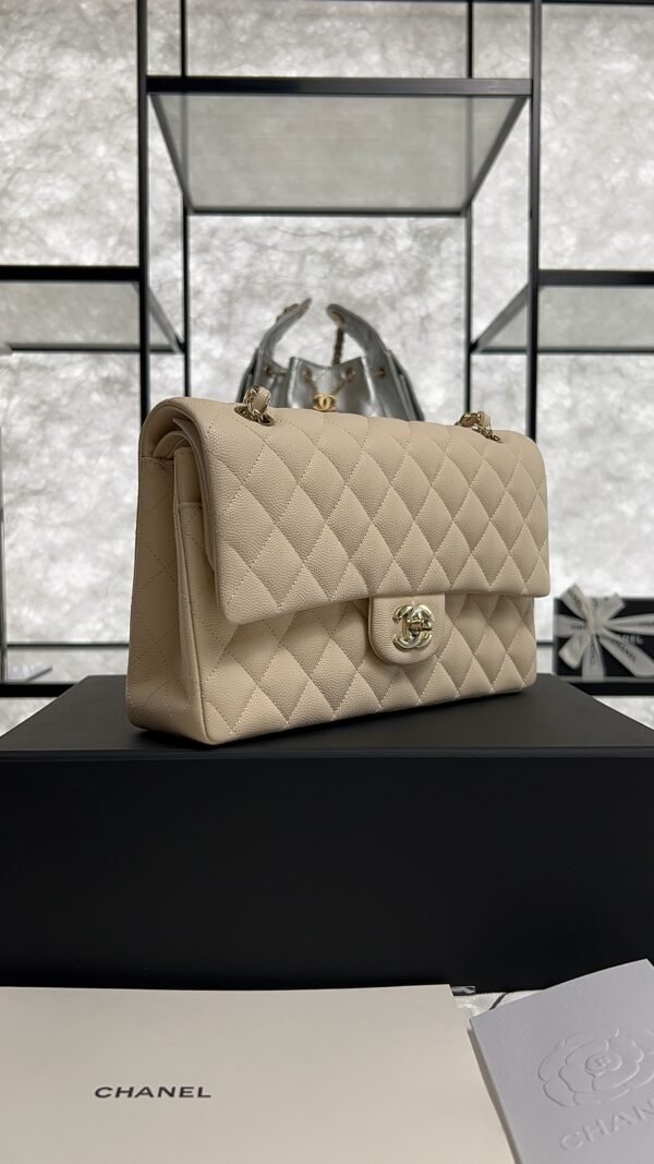 Chanel Classic 11.12 Handbag Grained Calfskin & Light gold Metal  beige