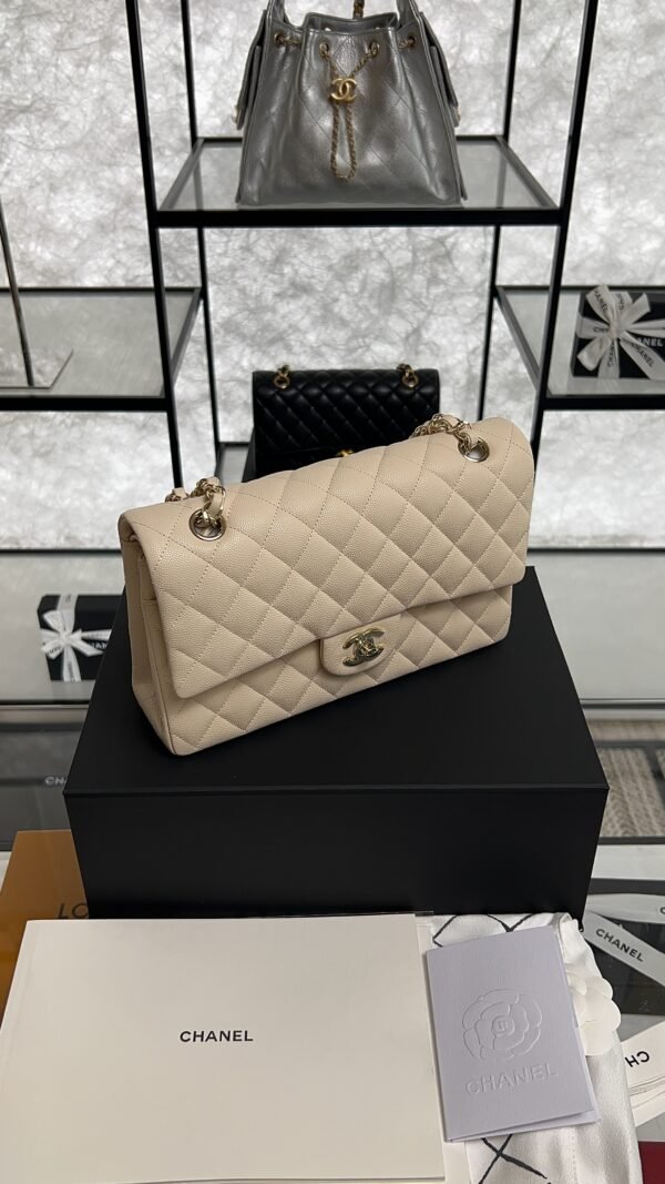 Chanel Classic 11.12 Handbag Grained Calfskin & Light gold Metal  beige