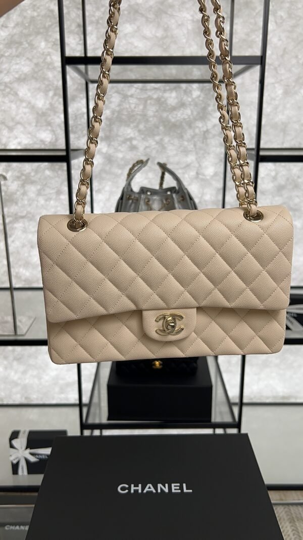 Chanel Classic 11.12 Handbag Grained Calfskin & Light gold Metal  beige