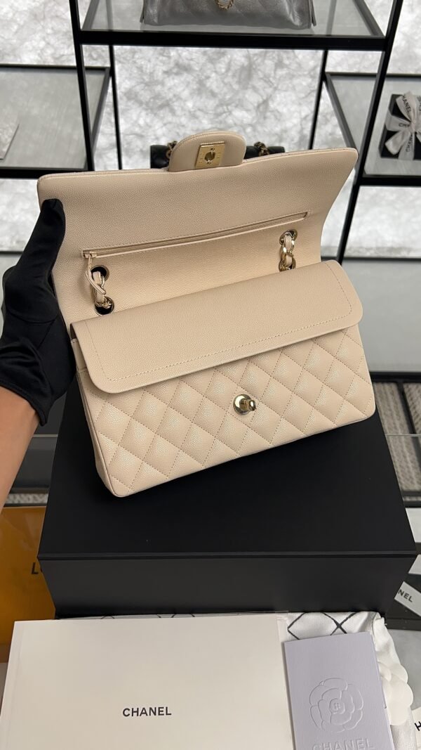 Chanel Classic 11.12 Handbag Grained Calfskin & Light gold Metal  beige