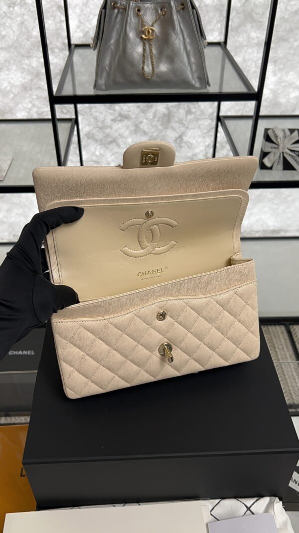 Chanel Classic 11.12 Handbag Grained Calfskin & Light gold Metal  beige