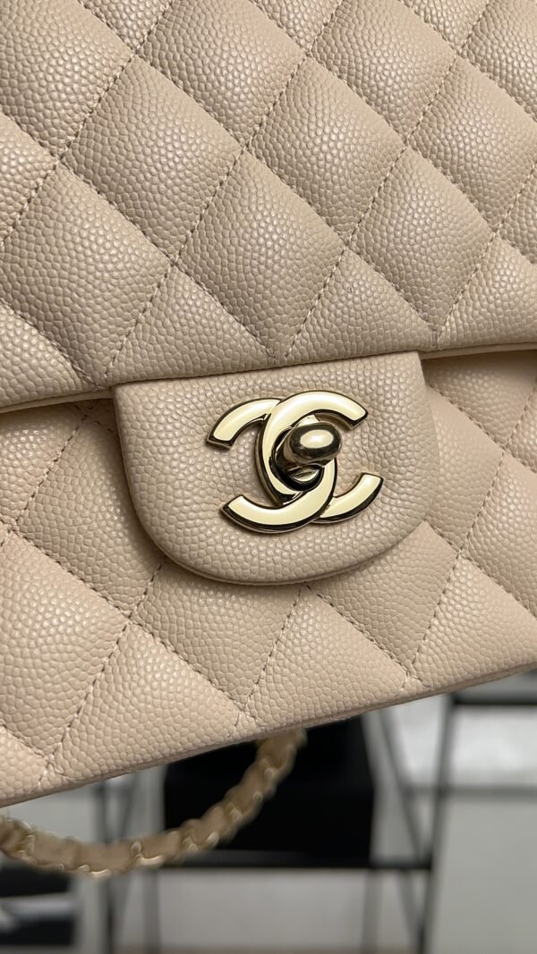 Chanel Classic 11.12 Handbag Grained Calfskin & Light gold Metal  beige