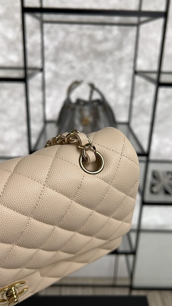 Chanel Classic 11.12 Handbag Grained Calfskin & Light gold Metal  beige