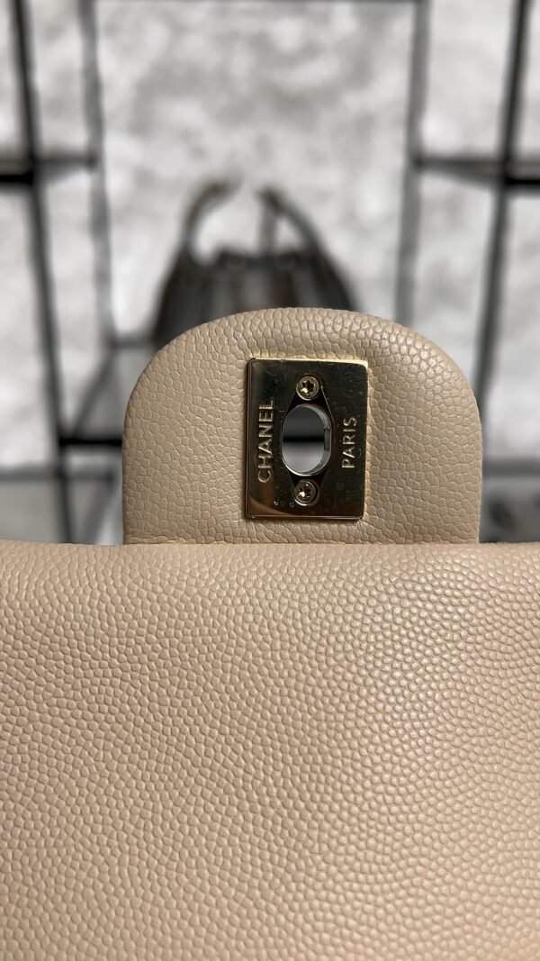 Chanel Classic 11.12 Handbag Grained Calfskin & Light gold Metal  beige