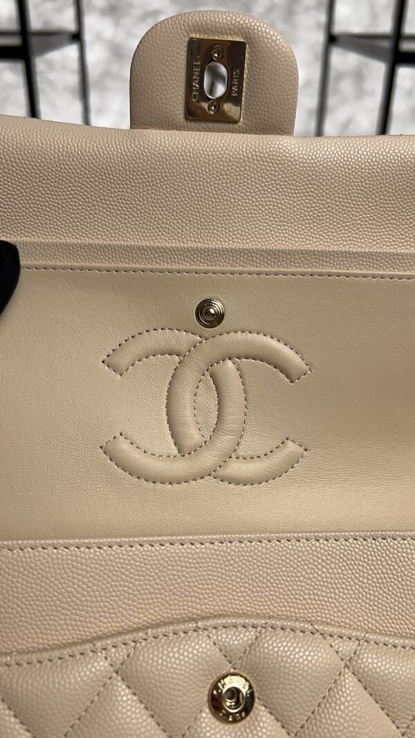 Chanel Classic 11.12 Handbag Grained Calfskin & Light gold Metal  beige