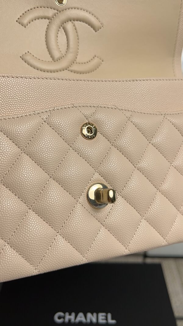Chanel Classic 11.12 Handbag Grained Calfskin & Light gold Metal  beige