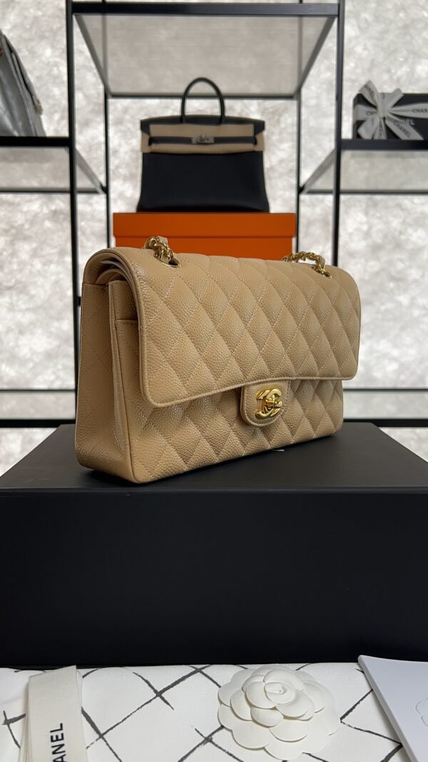 Chanel Classic 11.12 Handbag Grained Calfskin & Gold-Tone Metal  Dark beige