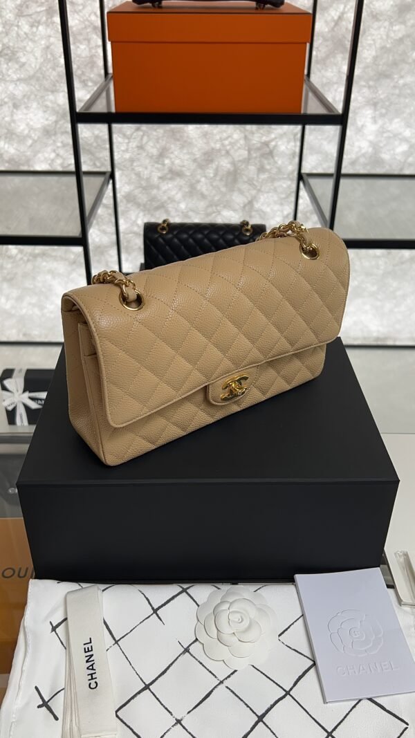 Chanel Classic 11.12 Handbag Grained Calfskin & Gold-Tone Metal  Dark beige