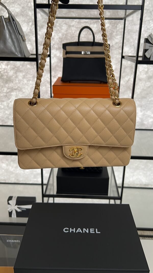 Chanel Classic 11.12 Handbag Grained Calfskin & Gold-Tone Metal  Dark beige