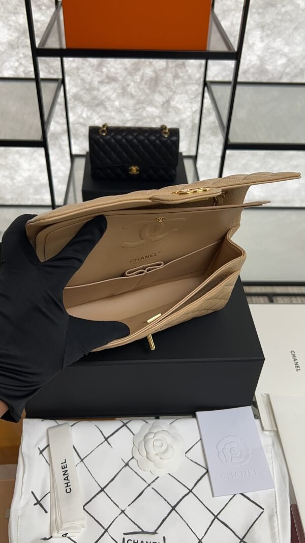 Chanel Classic 11.12 Handbag Grained Calfskin & Gold-Tone Metal  Dark beige