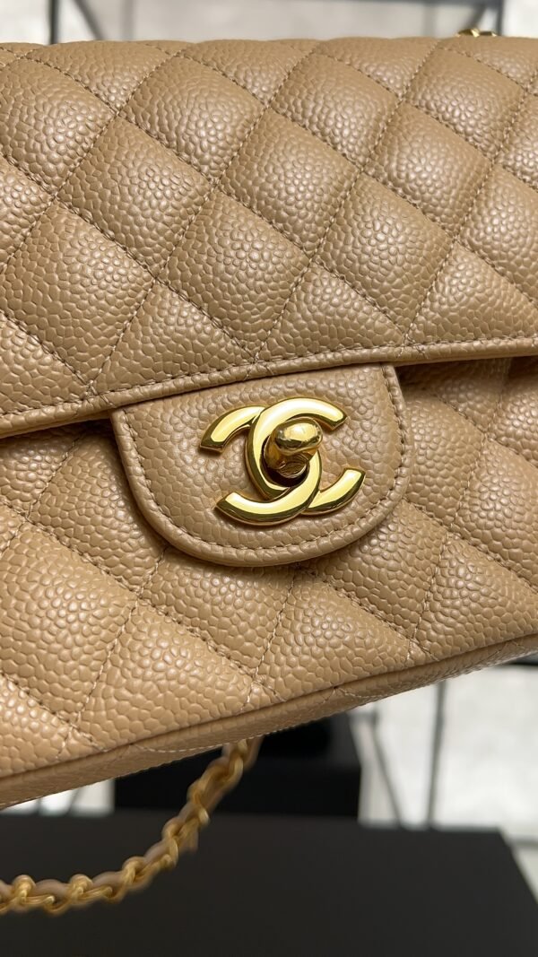 Chanel Classic 11.12 Handbag Grained Calfskin & Gold-Tone Metal  Dark beige