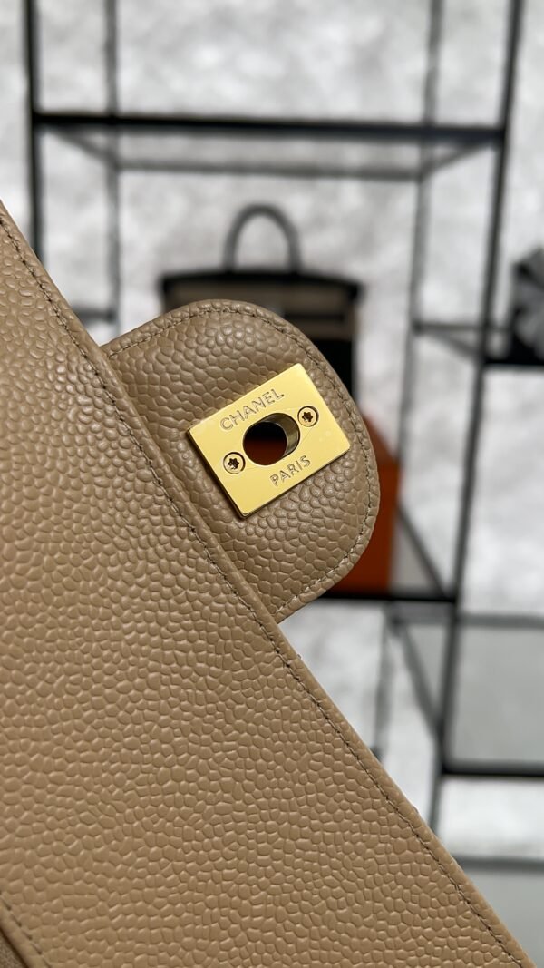 Chanel Classic 11.12 Handbag Grained Calfskin & Gold-Tone Metal  Dark beige
