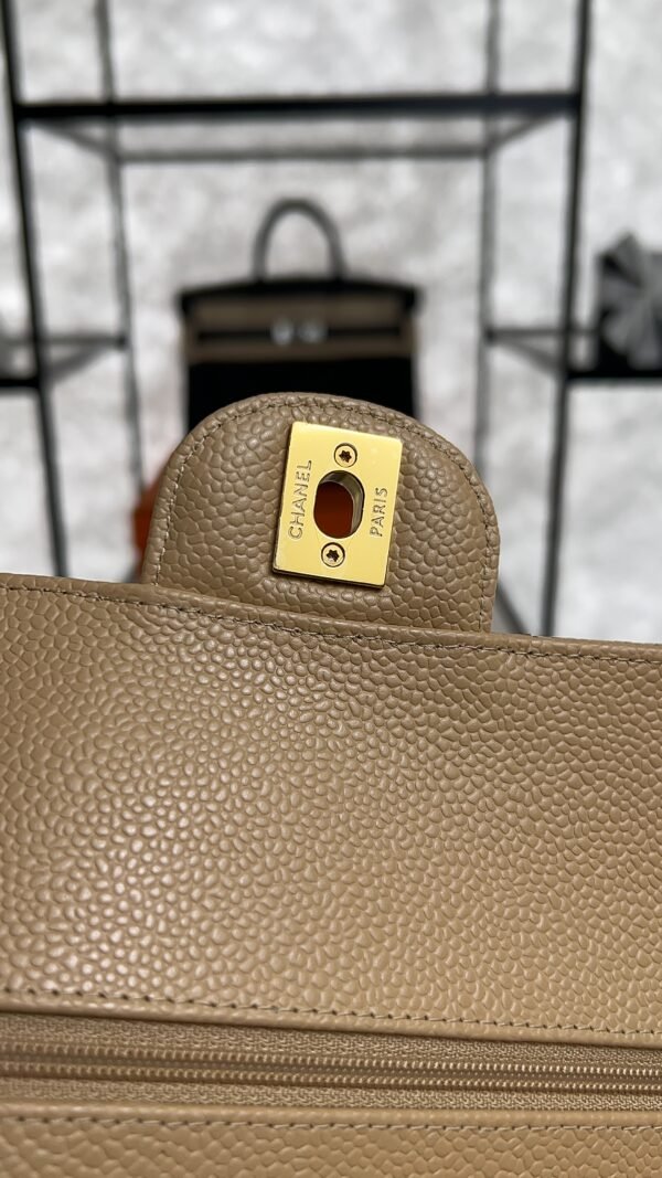 Chanel Classic 11.12 Handbag Grained Calfskin & Gold-Tone Metal  Dark beige