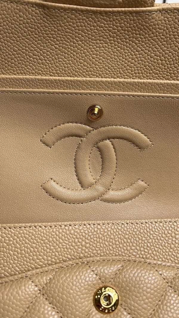 Chanel Classic 11.12 Handbag Grained Calfskin & Gold-Tone Metal  Dark beige