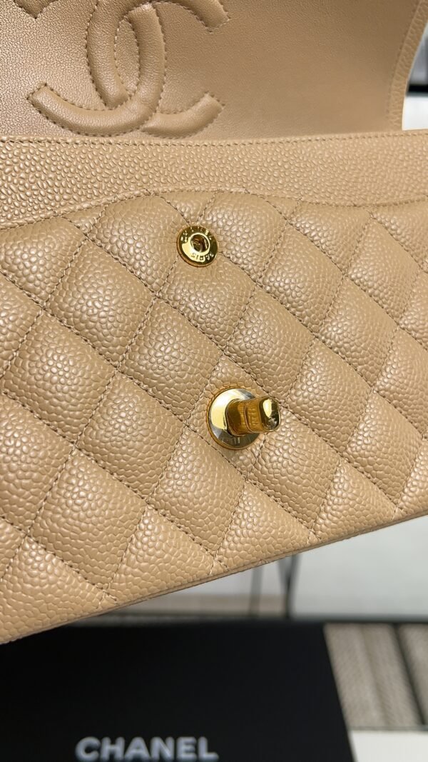 Chanel Classic 11.12 Handbag Grained Calfskin & Gold-Tone Metal  Dark beige