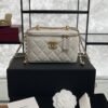 Chanel White Quilted Lambskin Long Vanity Case