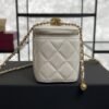 Chanel White Quilted Lambskin Long Vanity Case