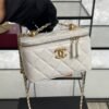 Chanel White Quilted Lambskin Long Vanity Case