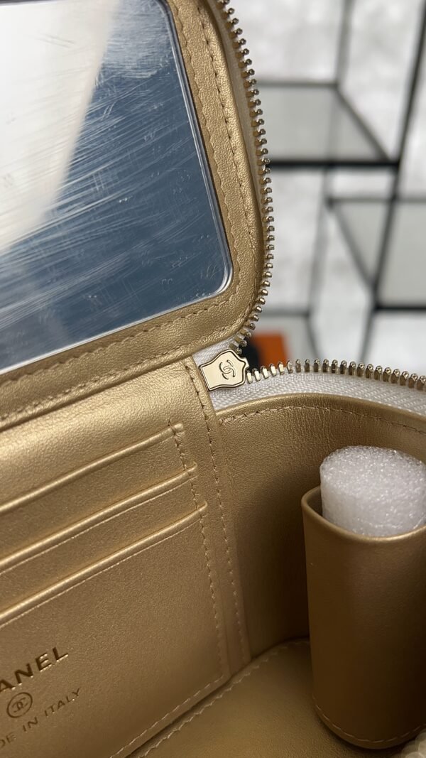 Chanel White Quilted Lambskin Long Vanity Case