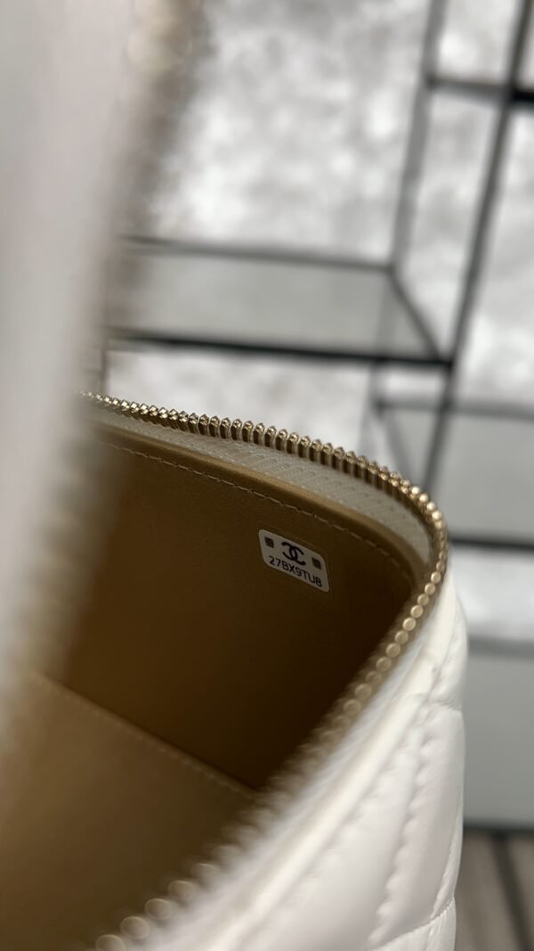 Chanel White Quilted Lambskin Long Vanity Case