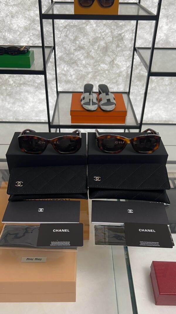 Chanel Acetate Rectangle Sunglasses 5493 Tortoise