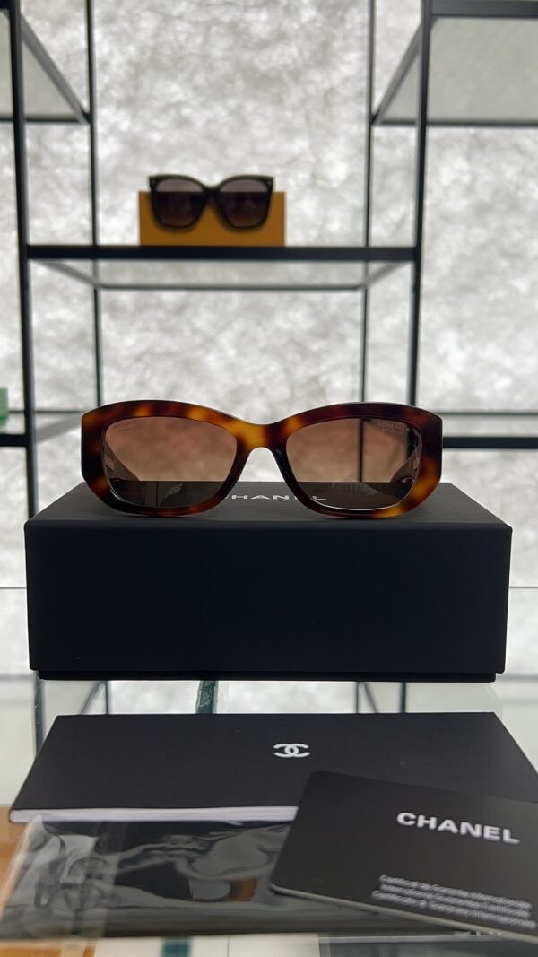 Chanel Acetate Rectangle Sunglasses 5493 Tortoise