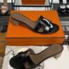 Hermès Oasis Sandals Shiny Alligator Black
