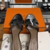 Hermès Oasis Sandals Shiny Alligator Black