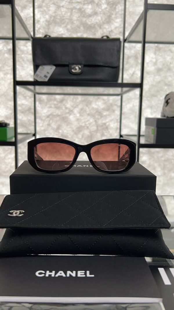Chanel Acetate Rectangle Sunglasses 5493 Black Brown