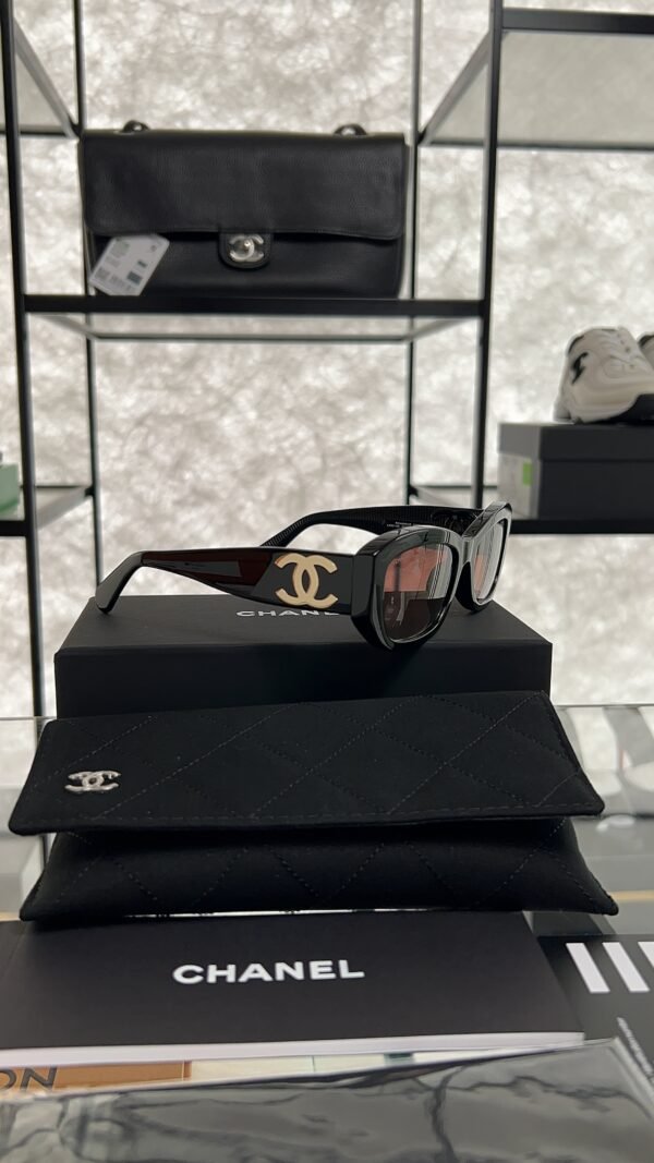 Chanel Acetate Rectangle Sunglasses 5493 Black Brown