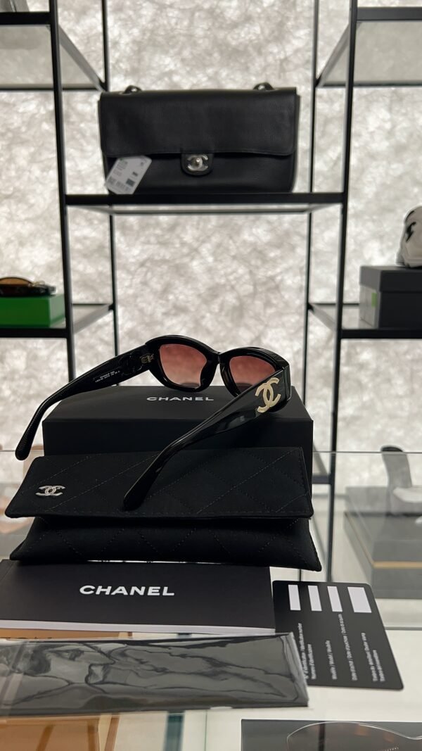 Chanel Acetate Rectangle Sunglasses 5493 Black Brown