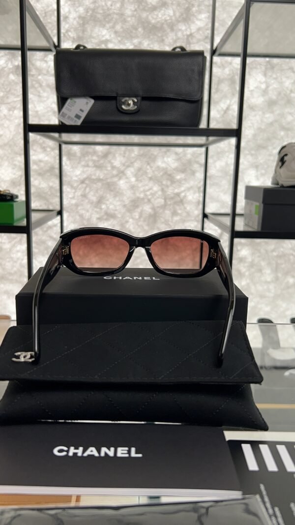 Chanel Acetate Rectangle Sunglasses 5493 Black Brown